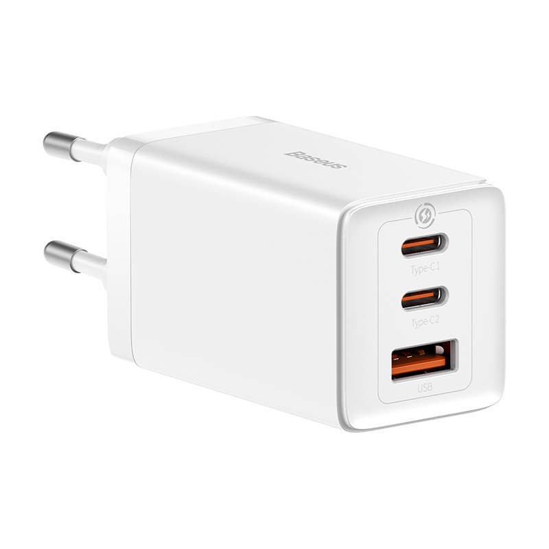 Baseus GaN5 Pro Fast Charger 2xUSB-C + USB 65W - buitinis įkroviklis, baltas kaina