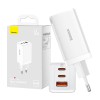 Baseus GaN5 Pro Fast Charger 2xUSB-C + USB 65W - buitinis įkroviklis, baltas išsimokėtinai
