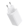 Baseus GaN5 Pro Fast Charger 2xUSB-C + USB 65W - buitinis įkroviklis, baltas internetu