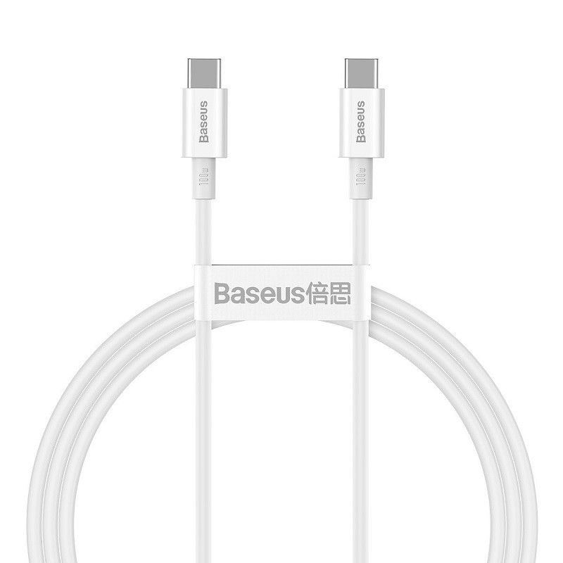 Baseus Superior Series USB-C to USB-C Cable, 1m, 100W, White - greito įkrovimo kabelis kaina