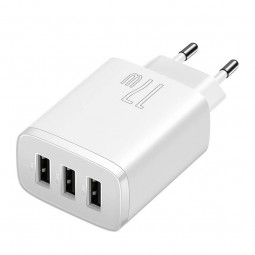 Baseus Compact Charger 17W, 3x USB, White - buitinis įkroviklis, baltas pigiau