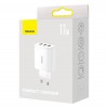 Baseus Compact Charger 17W, 3x USB, White - buitinis įkroviklis, baltas garantija