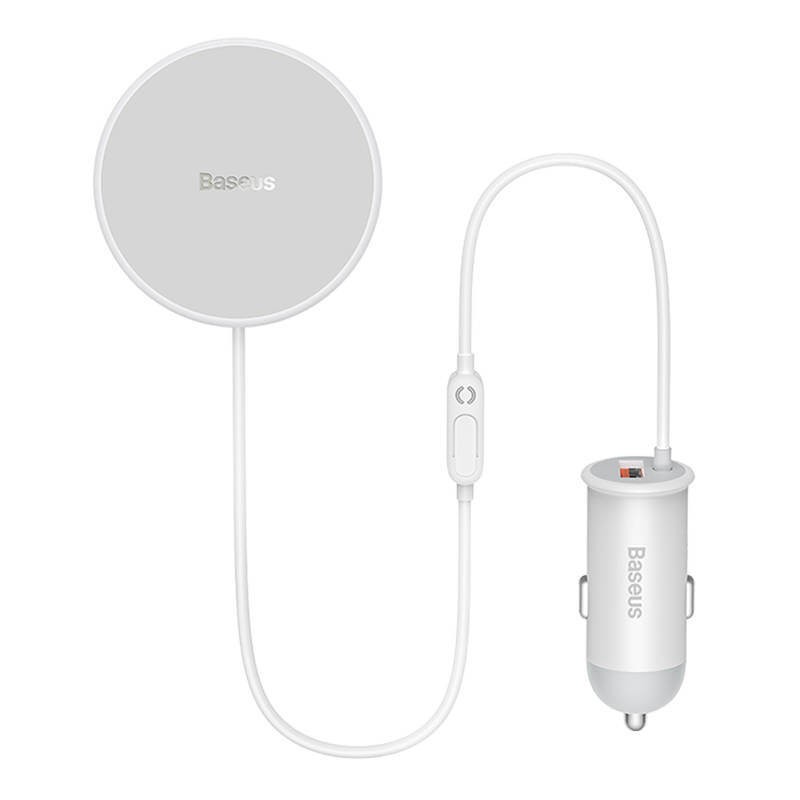 Baseus CW01 Magnetic Wireless Charging Car Mount, White - automobilinis magnetinis laikiklis su pakrovėju kaina