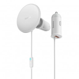 Baseus CW01 Magnetic Wireless Charging Car Mount, White - automobilinis magnetinis laikiklis su pakrovėju pigiau