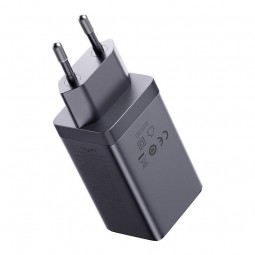 Baseus GaN5 Ultra Fast Charger 2xUSB-C + USB 65W - buitinis įkroviklis, pilkas lizingas