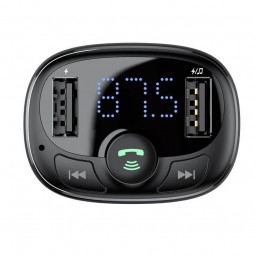 Baseus T Typed Wireless MP3 Charger, Black - FM moduliatorius - įkroviklis internetu