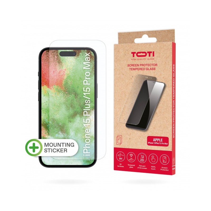 Toti Screen Protector Tempered Glass for Apple iPhone 15 Plus/15 Pro Max - ekrano apsauga kaina