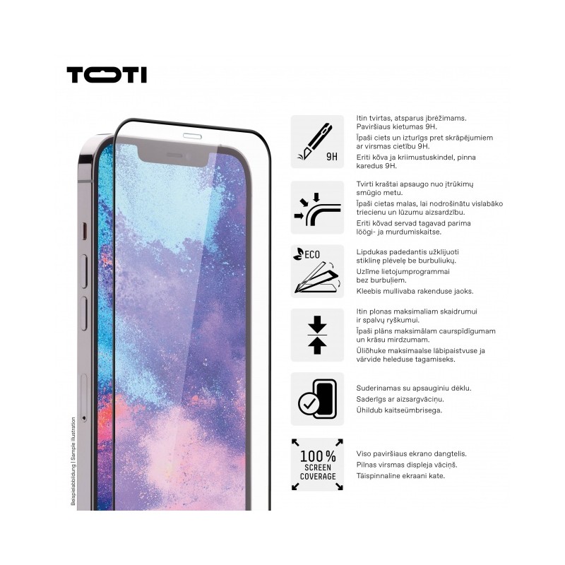 Toti Premium Tempered Glass for Apple iPhone 15 Plus/15 Pro Max - ekrano apsauga kaina