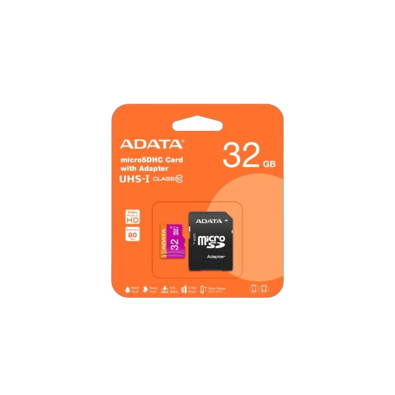 Adata MicroSDHC Card with Adapter 32GB UHS-I - atminties kortelė su SD adapteriu kaina