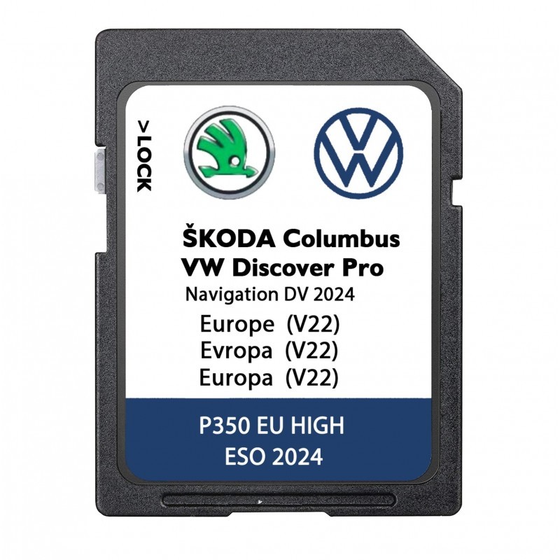 Volkswagen Discover Pro V22 SD kortelė 2024 Europos žemėlapiai kaina