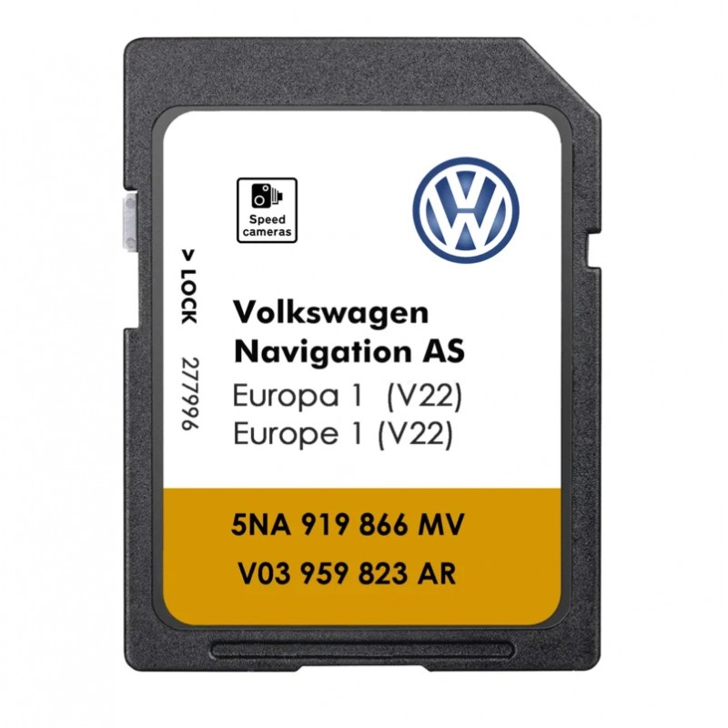 AS V22 MIB2 5NA919866MV su Volkswagen suderinama SD kortelė 2026 Europos žemėlapiai kaina
