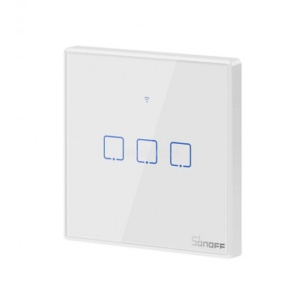 SONOFF TX T2EU3C išmanusis 3 kanalų Wi-Fi/RF sieninis jungiklis