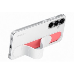 Samsung Galaxy S25 Plus stovintis dėklas su patogia rankena baltas