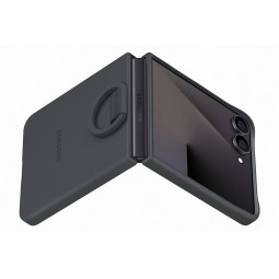 Samsung Galaxy Flip7 silikoninis dėklas su žiedu juodas