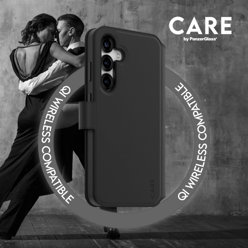PanzerGlass CARE Tango 2-in-1 Dėklas-Piniginė su Qi Samsung Galaxy S25 Plus Juodas