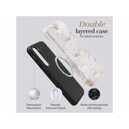MIO White Roses MagSafe dėklas Samsung S25 5G telefonui