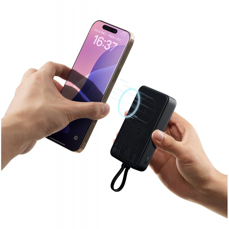 Xiaomi 33W magnetinė išorinė baterija 10000mAh su integruotu laidu pilka