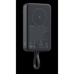 Xiaomi 33W magnetinė išorinė baterija 10000mAh su integruotu laidu pilka