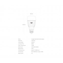 Yeelight Smart Bulb 1S Dimmable E27, 800 lm, 8.5 W, 2700 K, LED, 100-240 V, 25000 h pigiai