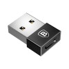 Baseus Exquisite USB-C Female to USB-A Male 2.4A Adapter Converter - adapteris, juodas internetu