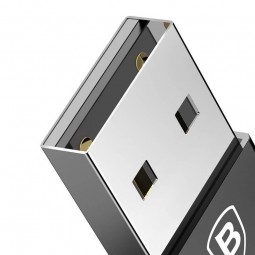 Baseus Exquisite USB-C Female to USB-A Male 2.4A Adapter Converter - adapteris, juodas kaune