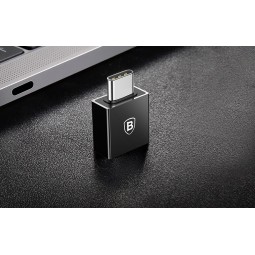 Baseus Exquisite USB-C Male to USB-A 2.4A Female Adapter Converter - adapteris, juodas atsiliepimai