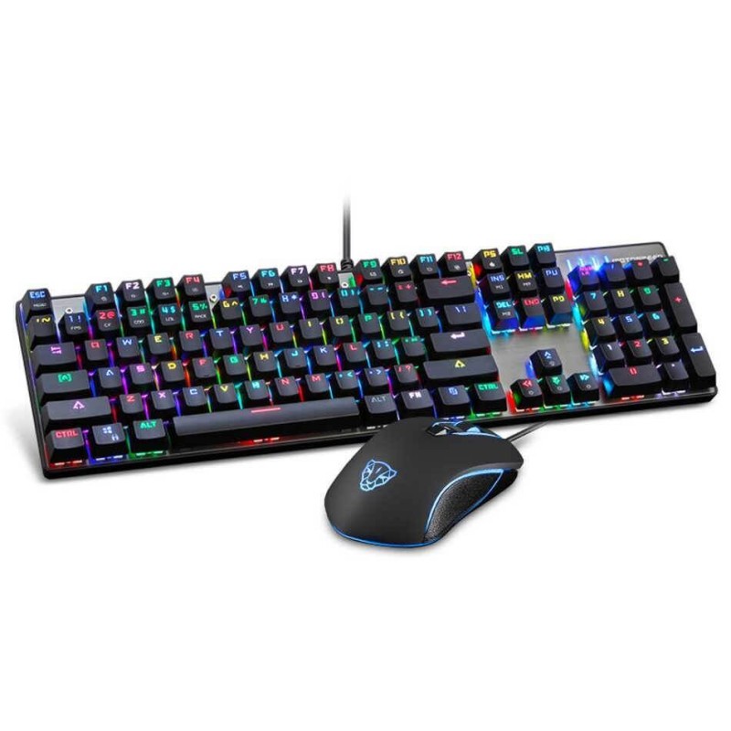 Motospeed CK888 Mechanical Gaming Keyboard, RGB LED, USB, Black with Blue Switch, ENG - pelės ir klaviatūros rinkinys kaina