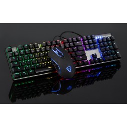 Motospeed CK888 Mechanical Gaming Keyboard, RGB LED, USB, Black with Blue Switch, ENG - pelės ir klaviatūros rinkinys kaune