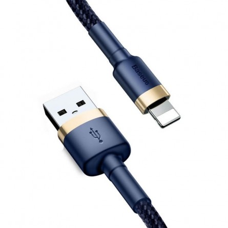 Baseus Cafule 2.4A 1m Lightning greito įkrovimo kabelis, tamsiai mėlyna / aukso kaina