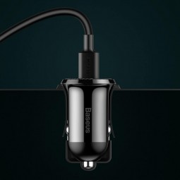 Baseus Grain Pro Car Charger 2x USB 4.8A automobilinis įkroviklis, juodas pigiai