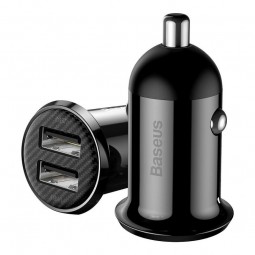 Baseus Grain Pro Car Charger 2x USB 4.8A automobilinis įkroviklis, juodas kaina