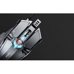 Inphic PG6 Wired Gaming Mouse, 7200 DPI, 9 Keys, Triple Fire, RGB, Silver / Red - laidinė žaidimų pelė greitai