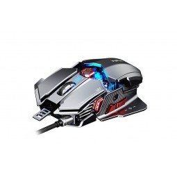 Inphic PG6 Wired Gaming Mouse, 7200 DPI, 9 Keys, Triple Fire, RGB, Silver / Red - laidinė žaidimų pelė išsimokėtinai
