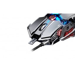Inphic PG6 Wired Gaming Mouse, 7200 DPI, 9 Keys, Triple Fire, RGB, Silver / Red - laidinė žaidimų pelė pigiai