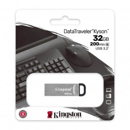 Kingston DataTraveler Kyson 32GB USB3.2 200MB/s, Metal, Silver - USB atmintinė internetu