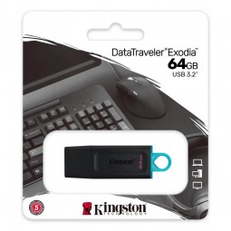 Kingston DataTraveler Exodia 64GB USB 3.2, Black + Teal - USB atmintinė internetu