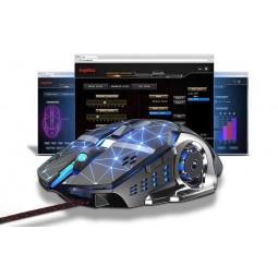 Inphic W20 Wired Gaming Mouse, 4800 DPI, 6 Keys, RGB, Silent, Black / Blue - laidinė žaidimų pelė lizingu