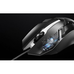 Inphic PB6S Wired Gaming Mouse, 4800 DPI, 6 Keys, RGB, Black / Silver - laidinė žaidimų pelė lizingu