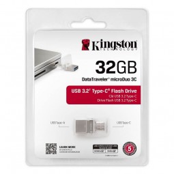 Kingston DataTravel MicroDuo 3C 32GB USB 3.2 Type-A + Type-C, Silver - USB atmintinė išsimokėtinai