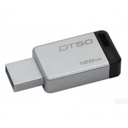 Kingston DataTraveler 50 128GB  USB 3.1, Metal, Silver / Black - USB atmintinė kaina