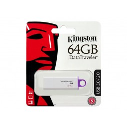 Kingston DataTraveler G4 64GB USB 3.0, White / Purple - USB atmintinė pigiai