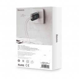 Baseus Mirror Travel 3x USB 3.4A 17W buitinis įkroviklis su LED ekranu, juodas atsiliepimai