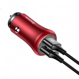 Baseus Gentleman 2x USB 4.8A 24W automobilinis įkroviklis, raudonas pigiai