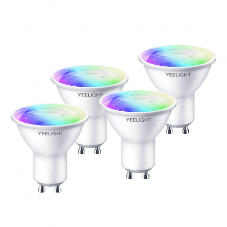 Yeelight GU10 Smart Bulb W1 Color 4-Pack 4.5W, 350lm, 2700-6500K, 50 mm, LED išmanioji lemputė kaina