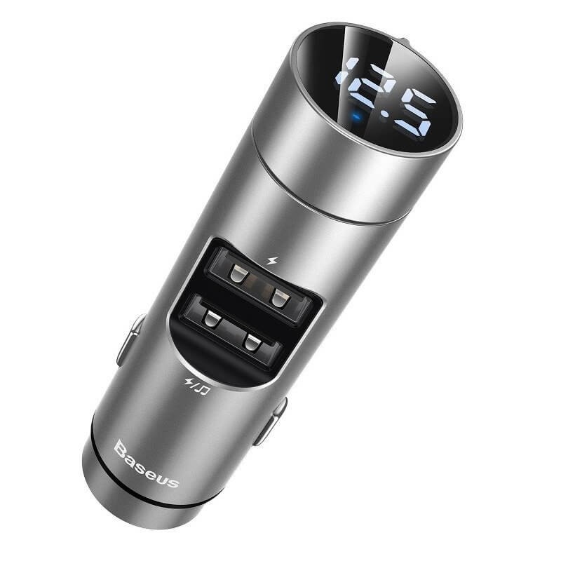 Baseus Energy Column, MP3, BT 5.0, 2x USB, 5V 3.1A, Silver - FM moduliatorius - įkroviklis kaina