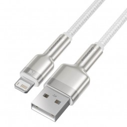 Baseus Cafule Metal USB to Lightning 2.4A Data Cable, White - kabelis išsimokėtinai