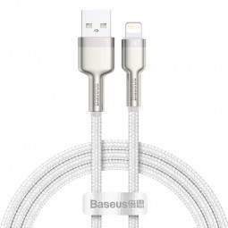 Baseus Cafule Metal USB to Lightning 2.4A Data Cable, White - kabelis kaina