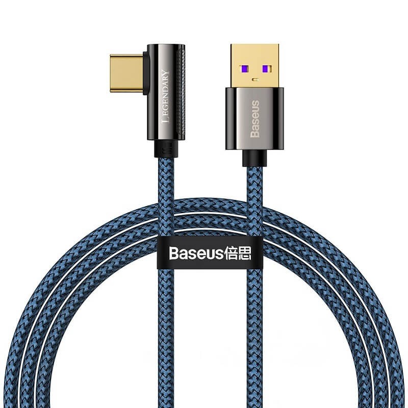 Baseus Legend Elbow USB to USB-C 66W Fast Charging Data Cable, Blue - kabelis kaina