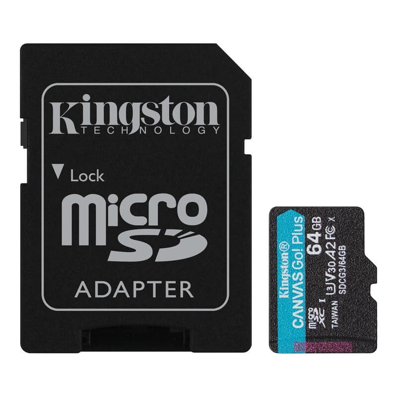 Kingston microSDXC 64GB Canvas Go! Plus 170MB/s atminties kortelė su SD adapteriu kaina