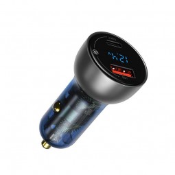 Baseus Particular Digital Display QC+PPS 65W Dual Quick Charger, Gray / Blue - automobilinis įkroviklis pigiau